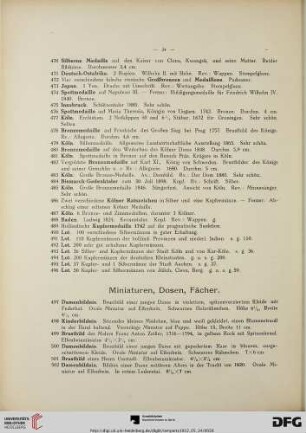 Miniaturen, Dosen, Fächer (Nr. 497-576)