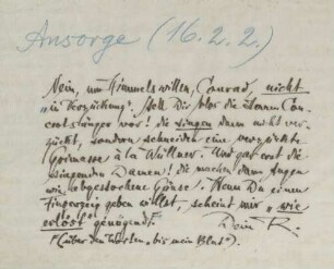 Brief an Conrad Ansorge