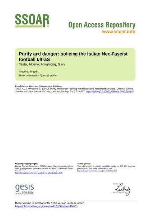 Purity and danger: policing the Italian Neo-Fascist football UltraS