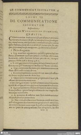 Locus VI. De Communicatione Idiomatum
