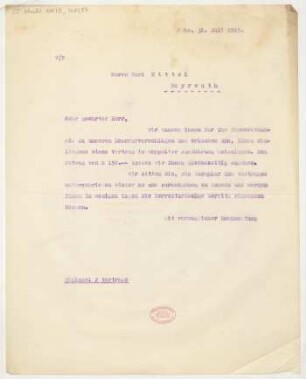 Brief an Carl Kittel : 31.07.1925