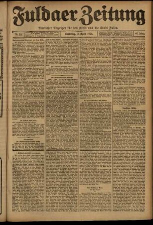 Erste Ausgabe vom Samstag, den 02. April 1921.