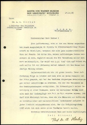 R. Herbig an A. von Gerkan