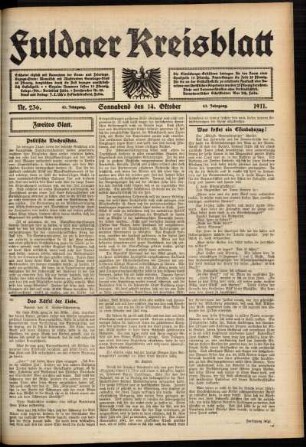 Zweite Ausgabe vom Samstag, den 14. Oktober 1911.