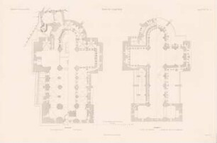 Limburger Dom: Grundrisse (aus: Atlas zur Zeitschrift für Bauwesen, hrsg. v. G. Erbkam, Jg. 24, 1874)
