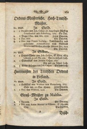 161-161, Ordens-Meisterliche. Hoch-Teutsch-Meister.