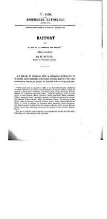 Rapport fait au nom de la Commission de Marchés (affaire Cornilleau)