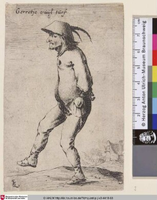 [Mann im Linksprofilmit den Händen hinter seinem Rücken; Man in left profile with hands behind his back]