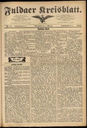 Erste Ausgabe vom Samstag, den 01. Februar 1902.