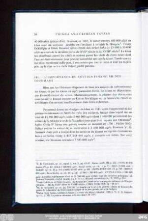 III. - L'Importance Du Soutien Financier Des Ottomans