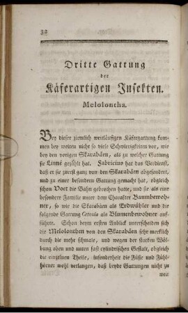 Dritte Gattung der Käferartigen Insekten. Melolontha.