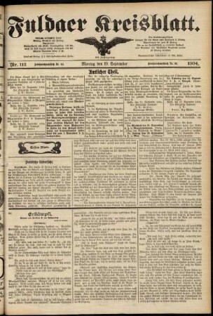 Erste Ausgabe vom Montag, den 19. September 1904.