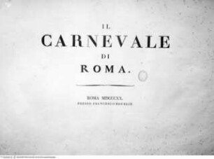 Moerner, Hjalmar: Il Carnevale di Roma, Rom 1820, Titelblatt