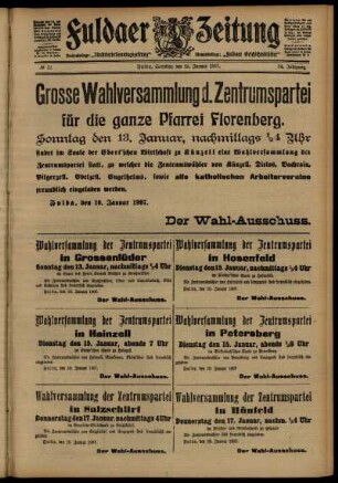 Dritte Ausgabe vom Samstag, den 12. Januar 1907.