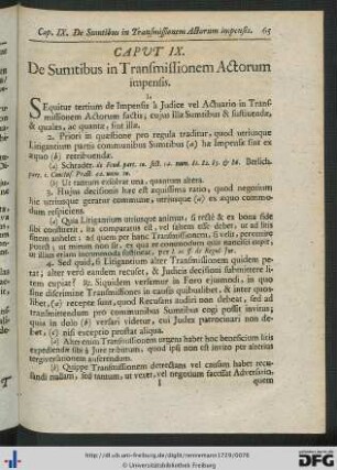 Caput IX. De Sumtibus in Transmissionem Actorum impensis.
