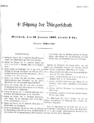 4te Sitzung der Bürgerschaft.