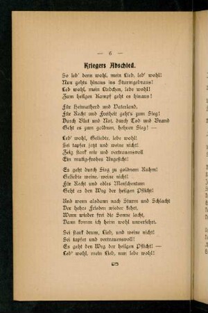 6, Kriegers Abschied