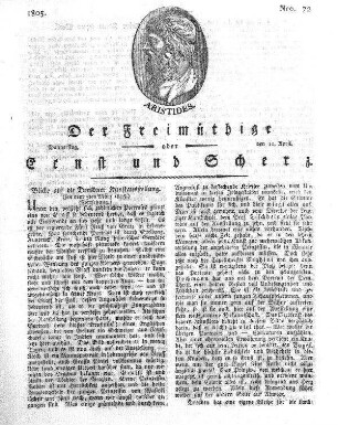 Nro. 72, Donnerstag, den 11. April 1805