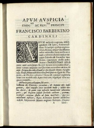 Apum Auspicia Francisco Barberino Cardinali.