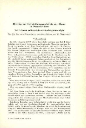 Beiträge zur Entwicklungsgeschichte der Moore in Oberschwaben - Teil II: Moore im Bereich des württembergischen Allgäu