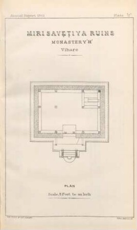 Plate 'C'. Mirisavetiya ruins. Monastery 'H' Vihare. Plan