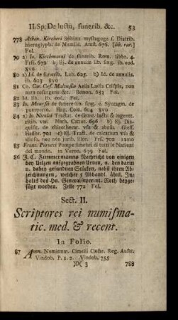 Sect. II. Scriptores rei numismatic. med. & recent.