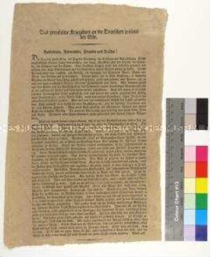 Aufruf des preußischen Kriegsheeres an die Sachsen zu Befreiung von französischer Unterdrückung