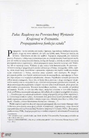 71: Pałac Rządowy na Powszechnej Wystawie Krajowej w Poznaniu : propagandowa funkcja sztuki =