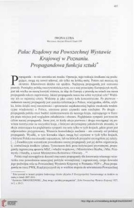 71: Pałac Rządowy na Powszechnej Wystawie Krajowej w Poznaniu : propagandowa funkcja sztuki =