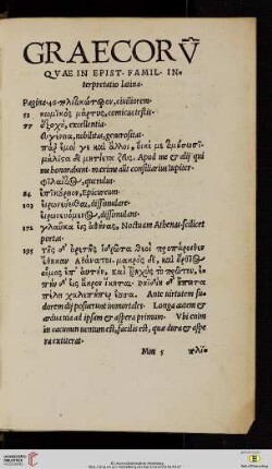 Graecorvm qvae in epist. famil. interpretatio latina