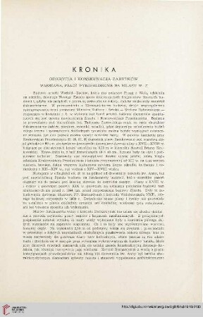 Kronika. Odkrycia i konserwacja zabytków