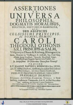 Assertiones Elementares Ex Universa Philosophia ...