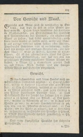 Von Gewicht und Maas.