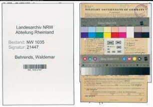 Entnazifizierung Waldemar Behrends , geb. 17.07.1902 (Betriebsfuehrer)