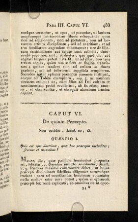 483-495, Caput VI. De quinto Praecepto.