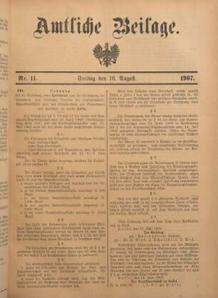 11: Beilage vom Freitag, 16. August 1907