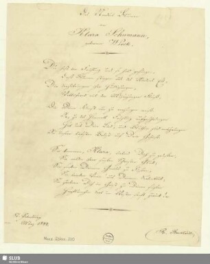 300: Des Nordens Blumen - Mus.Schu.300 : [Widmungsgedicht]