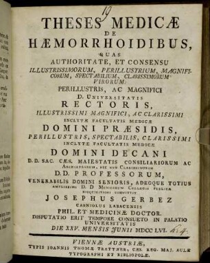 Theses Medicæ De Hæmorrhoidibus