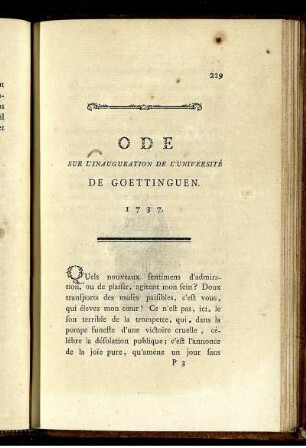 Ode Sur L'Inauguration De L'Université De Goettinguen. 1737.