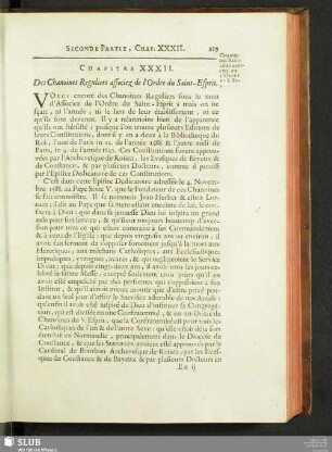 Chapitre XXXII. Des Chanoines Reguliers associez de l'Ordre du Saint-Esprit