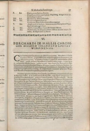 VI. Burchardi De Hallis Chronicon Ecclesiæ Collegiatæ S. Petri Winpinensis.