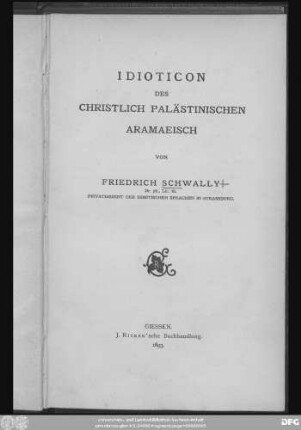Idioticon des christlich-palästinischen Aramaeisch
