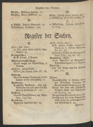 Register der Sachen.