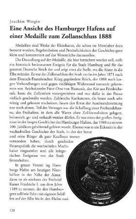 Eine Ansicht des Hamburger Hafens auf einer Medaille zum Zollanschluss 1888
