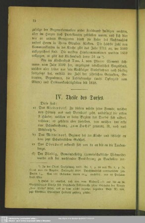 IV. Theile des Dorfes