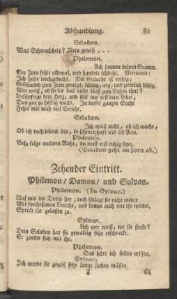 Zehender Eintritt.