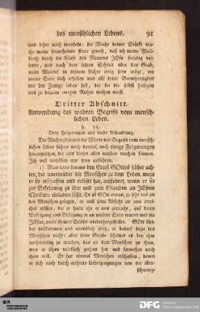 Dritter Abschnitt. Anwendung des wahren Begrifs vom menschlichen Leben.