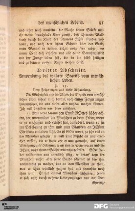 Dritter Abschnitt. Anwendung des wahren Begrifs vom menschlichen Leben.