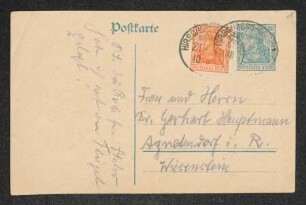 Brief von Heinrich Grünfeld und Oskar Loerke an Margarete Hauptmann und Gerhart Hauptmann