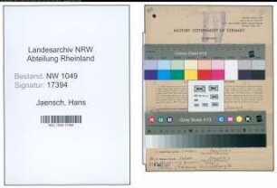 Entnazifizierung Hans Jaensch , geb. 14.02.1907 (Postbeamter)
